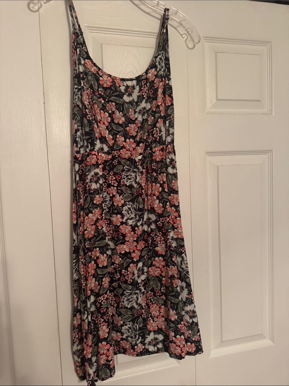 GAP Black Floral Slip Dress with Coral and White Flowers
